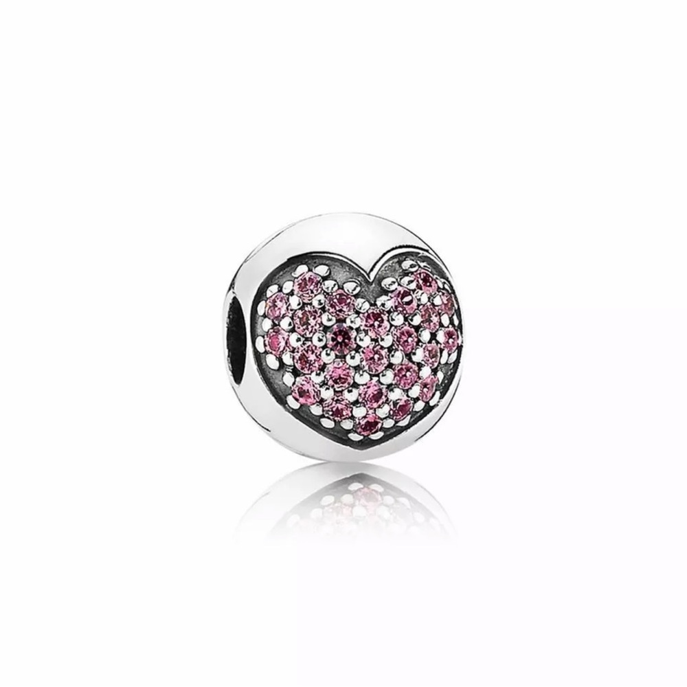 Authentic Pandora Pink Pave Heart Clip
